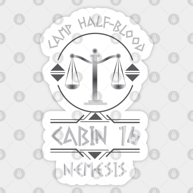 Cabin #16 in Camp Half Blood, Child of Nemesis – Percy Jackson inspired design Sticker by NxtArt